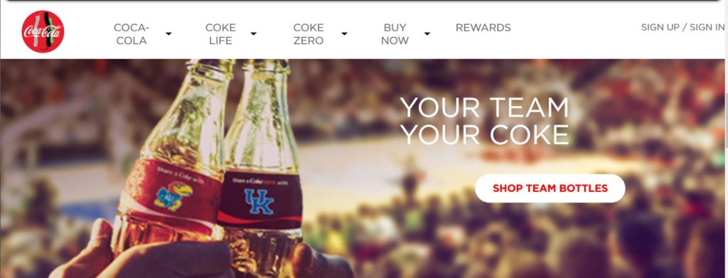 Coca-Cola 2017 US-Webseite von Coca-Cola im Jahr 2017 - Team-Kampagne