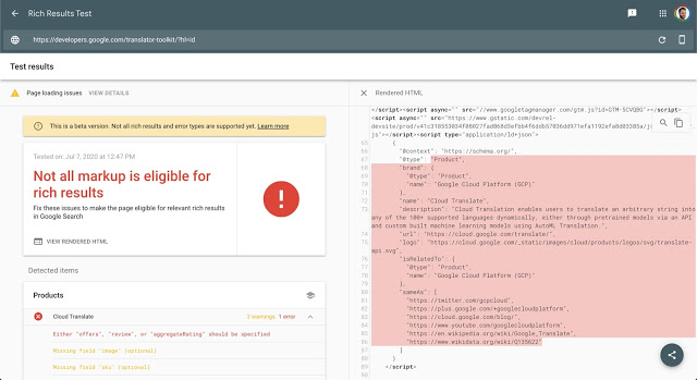 Fehler beim Rich Results Test