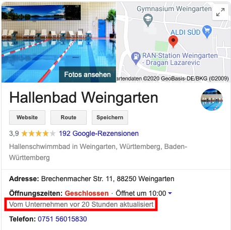 Das Hallenbad Weingarten hat seine Öffnungszeiten aktualisiert.