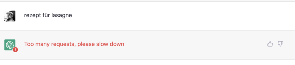 Chat-GPT too many Requests